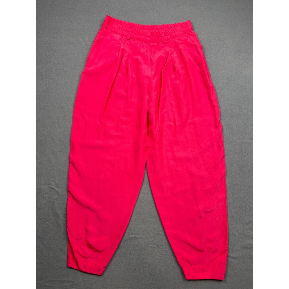 Express Silk Pleated Tapered Balloon Pants Vintage 90s Hot Pink Small